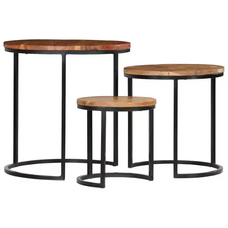 vidaXL Coffee Table Set 3 Pieces Solid Acacia Wood