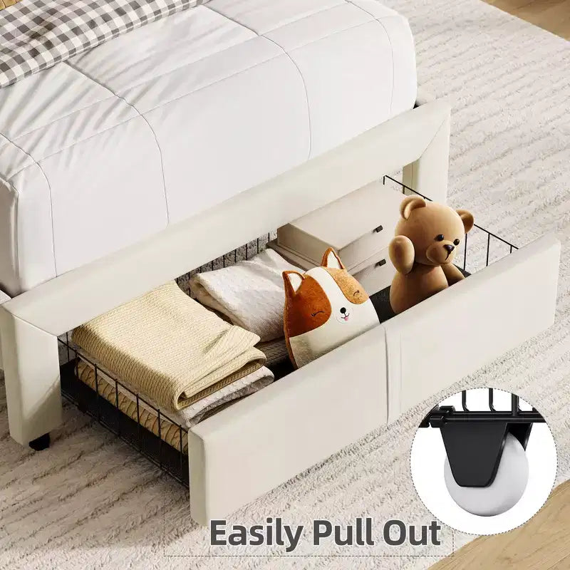 Twin Bed Frames, Velvet Upholstered Platform Bed Frame with Headboard and Strong Wooden Slats, No Box Spring Needed/Noise-Free/Easy Assembly, Pink