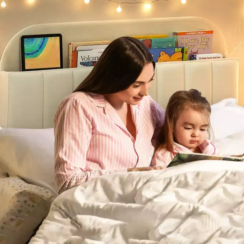 Twin Bed Frames, Velvet Upholstered Platform Bed Frame with Headboard and Strong Wooden Slats, No Box Spring Needed/Noise-Free/Easy Assembly, Pink