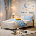 Twin Bed Frames, Velvet Upholstered Platform Bed Frame with Headboard and Strong Wooden Slats, No Box Spring Needed/Noise-Free/Easy Assembly, Pink