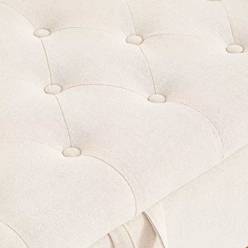 Furniliving 51 Button-Tufted Large Upholstered Bench Ottoman Linen with Storage, for Bedroom/Entryway/Living Room