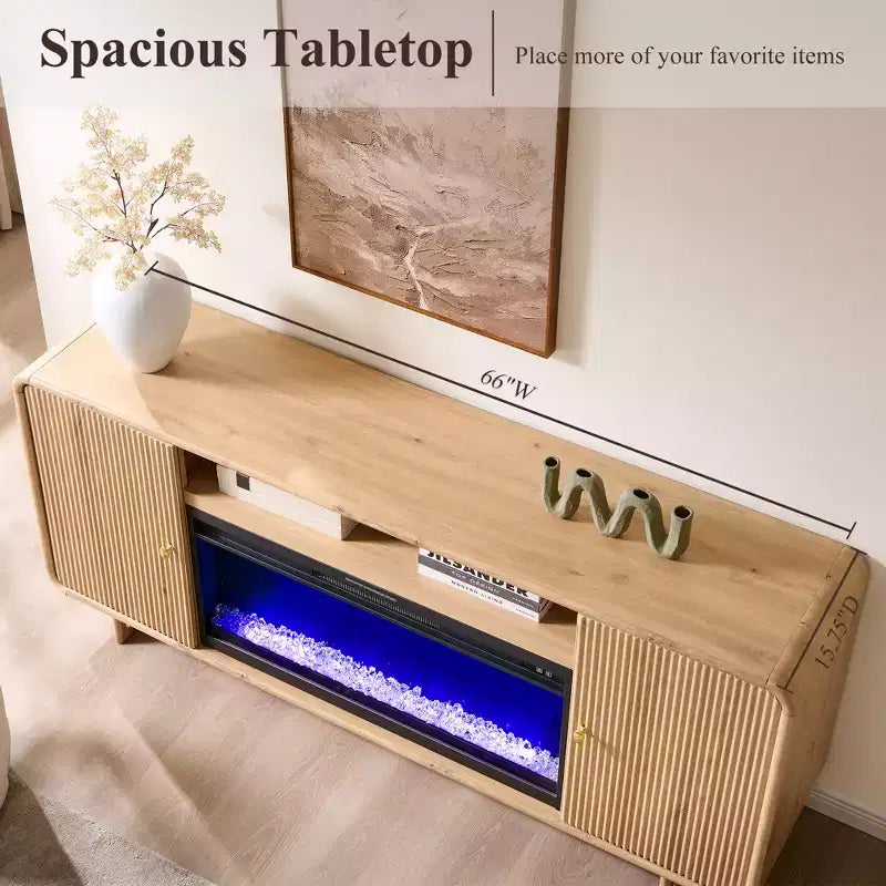 Fireplace TV Stand for Up to 80 inch TVs, Modern Entertainment Center with 36 Electric Fireplace & Adjustable Shelves for Living Room