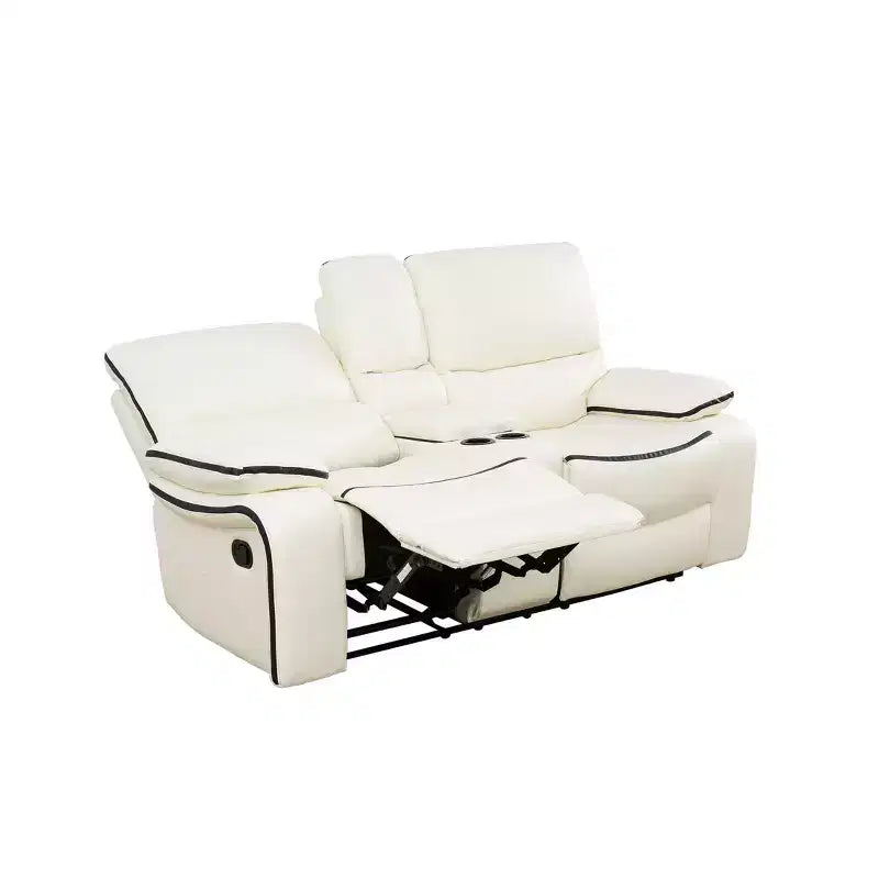 MAYEERTY Power Reclining Loveseat, Electric 2-Seat Breathable Leather Recliner with Storage & Cup Holders for Living Room, White