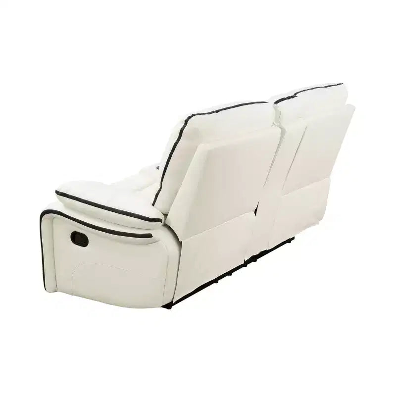 MAYEERTY Power Reclining Loveseat, Electric 2-Seat Breathable Leather Recliner with Storage & Cup Holders for Living Room, White