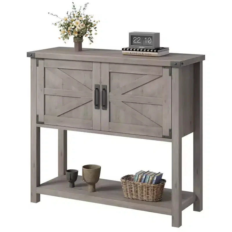 31.5 Farmhouse Console Table  2-Door Entryway Sofa Table with Open Shelf for Living Room/Kitchen/Bedroom