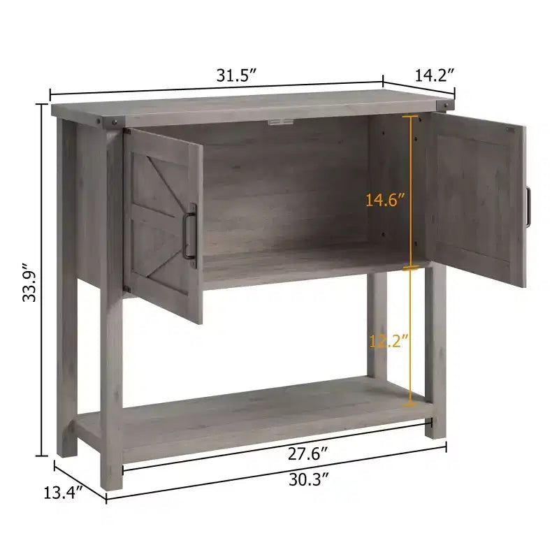 31.5 Farmhouse Console Table  2-Door Entryway Sofa Table with Open Shelf for Living Room/Kitchen/Bedroom