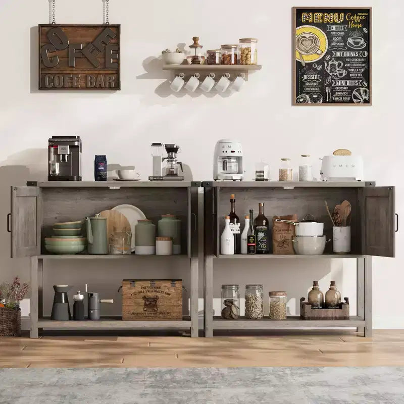 31.5 Farmhouse Console Table  2-Door Entryway Sofa Table with Open Shelf for Living Room/Kitchen/Bedroom