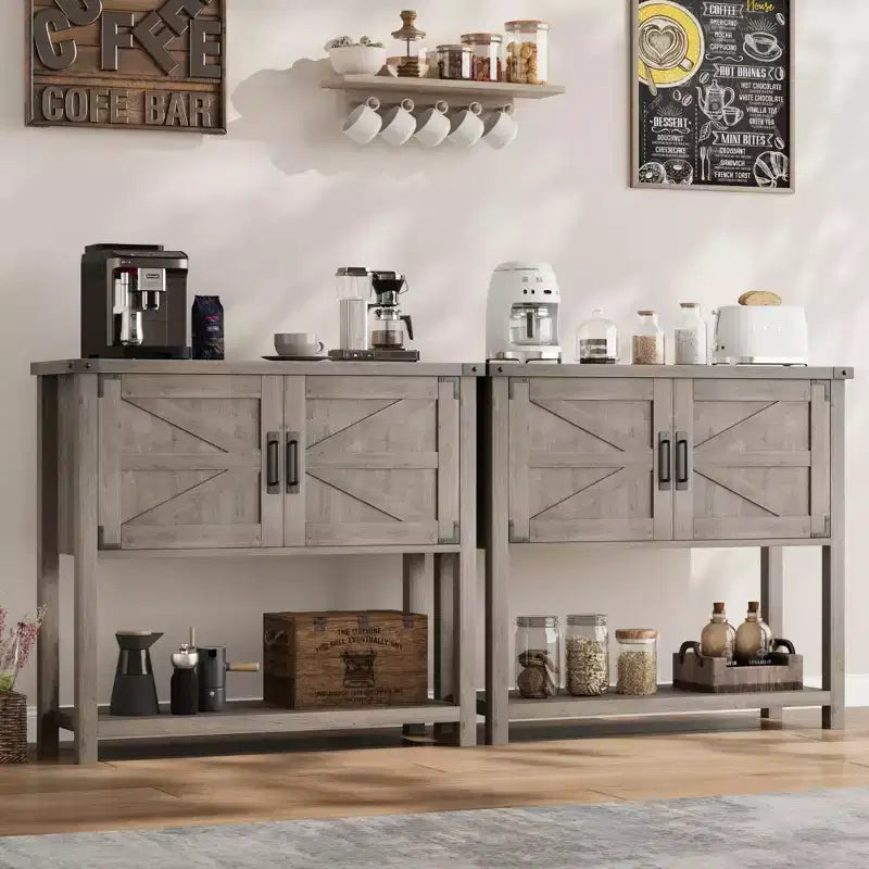 31.5 Farmhouse Console Table  2-Door Entryway Sofa Table with Open Shelf for Living Room/Kitchen/Bedroom