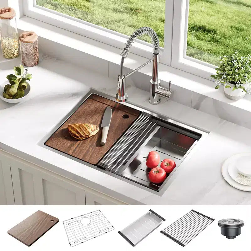 27X19x10 Inch Undermount Stainless Steel Kitchen Sink, Single Bowl, Deep Basin for Easy Kitchen Countertop Installation