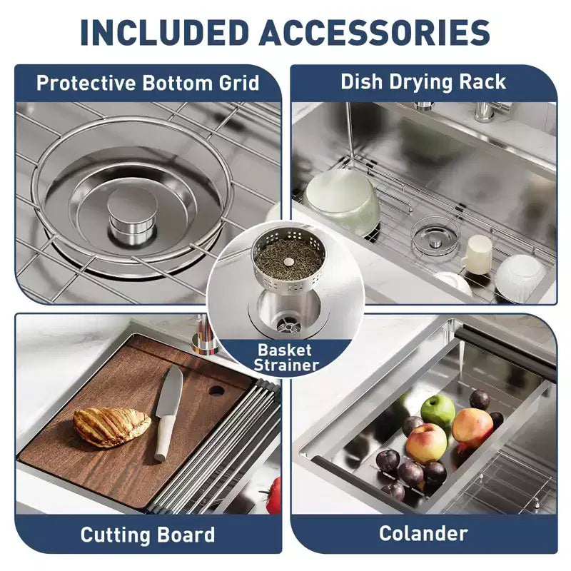 27X19x10 Inch Undermount Stainless Steel Kitchen Sink, Single Bowl, Deep Basin for Easy Kitchen Countertop Installation