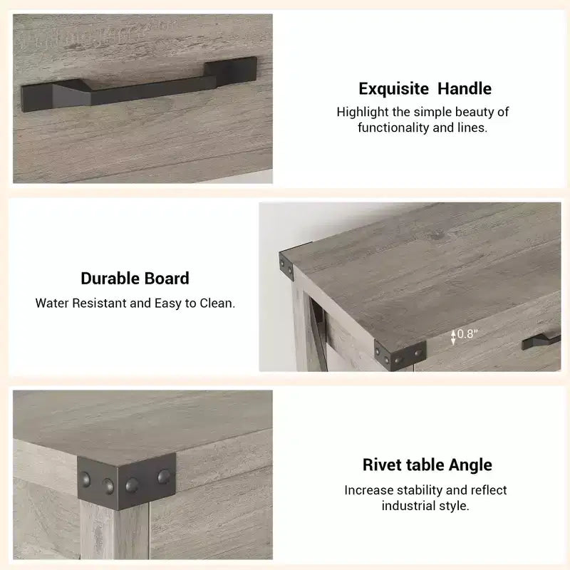 Farmhouse Console Table  2-Tier with Drawers for Hallway/Living Room, MDF & Wood Legs