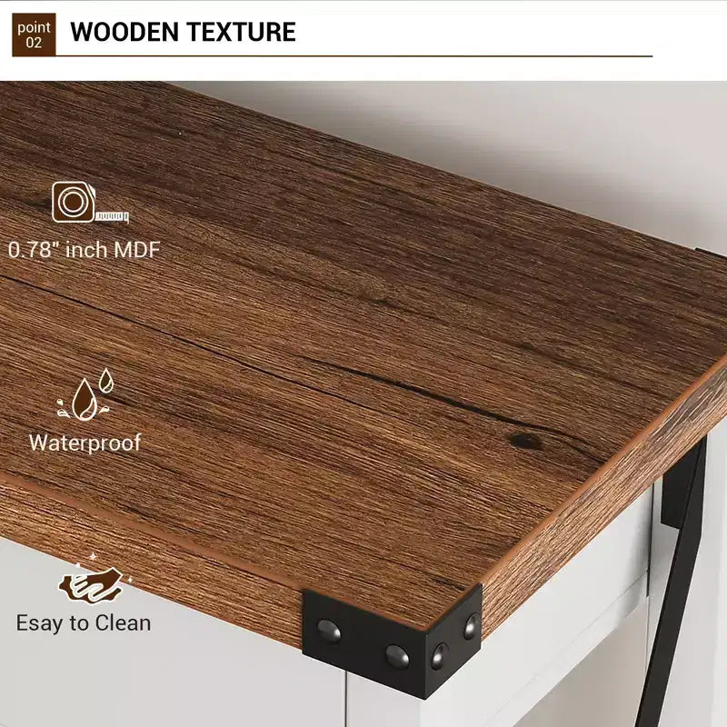 Farmhouse Console Table  2-Tier with Drawers for Hallway/Living Room, MDF & Wood Legs