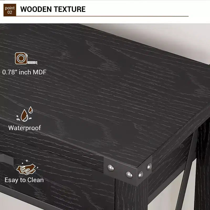 Farmhouse Console Table  2-Tier with Drawers for Hallway/Living Room, MDF & Wood Legs