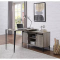 Okak 48IN Farmhouse L-Shaped Desk with Metal Legs, Corner Desk with 2 Storage Cabinet and 2 Shelves, Computer Desk for Living Room, Study