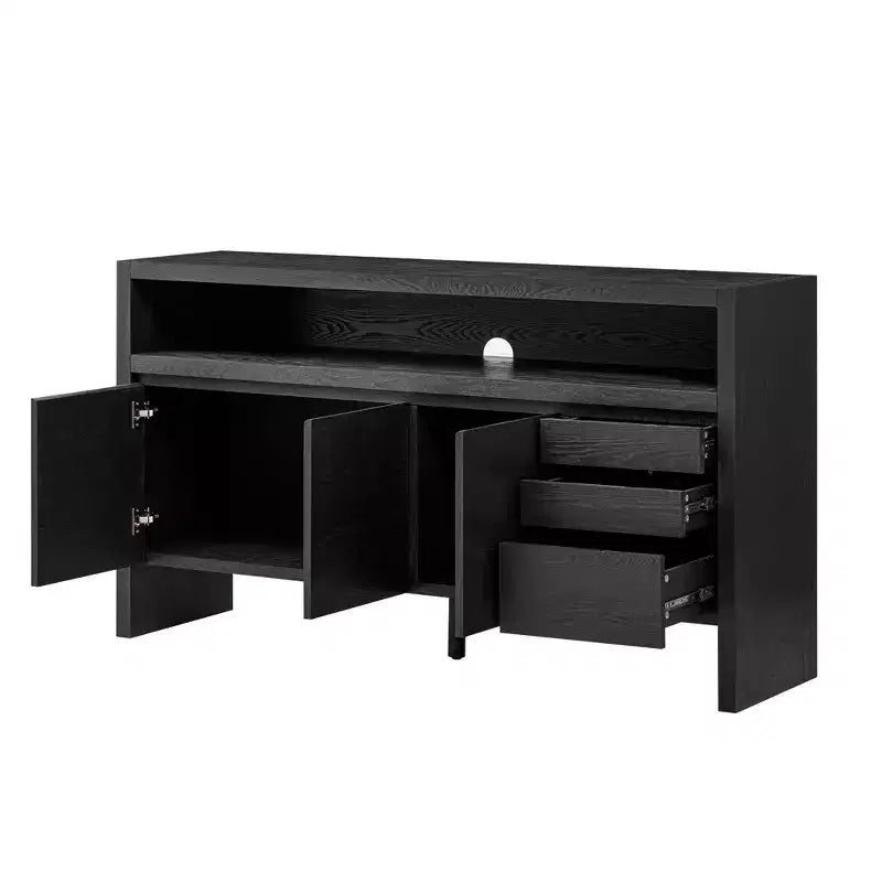 60 Accent Storage Cabinet Sideboard with 3 Drawers, Big Open Shelf & 3 Doors, Buffet Cabinet Entryway Console Table TV Stand for Living Room Kitchen