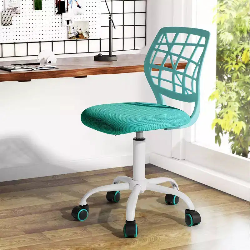 FurnitureR Desk Chair, Adjustable Computer Task Chair Office Chairs with Plastic Backrest and Padded Seat Cushion, Swivel Chair with Wheels, Green
