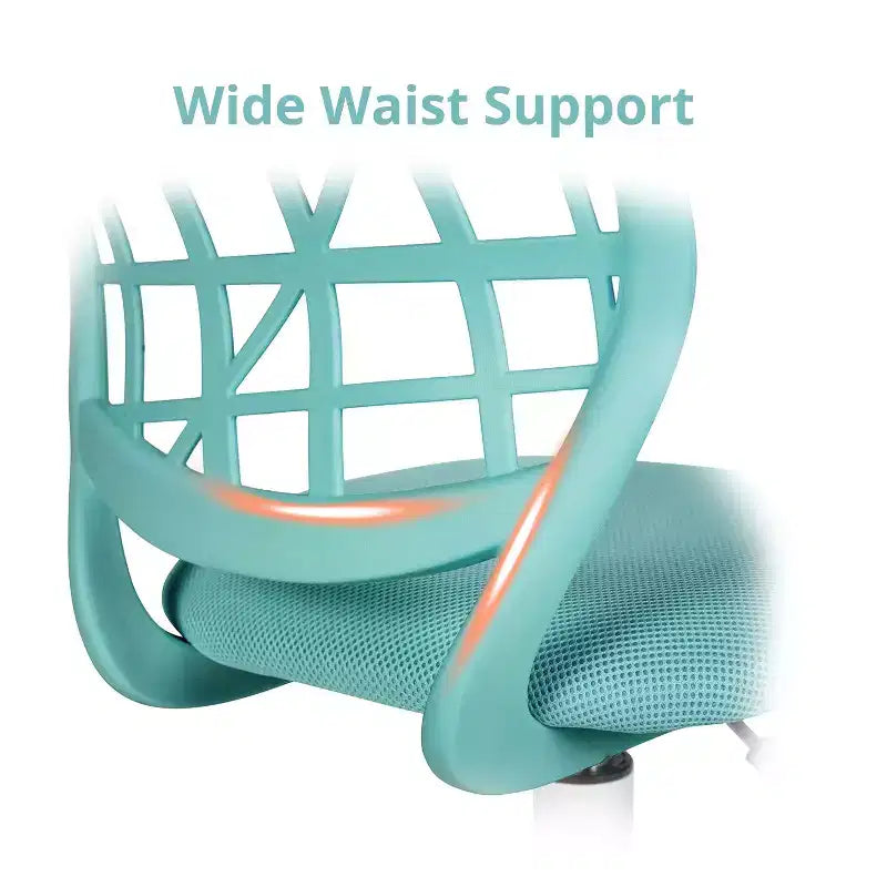 FurnitureR Desk Chair, Adjustable Computer Task Chair Office Chairs with Plastic Backrest and Padded Seat Cushion, Swivel Chair with Wheels, Green