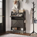 Shoe Cabinet with 2 Flip Drawers, Wooden Narrow Shoe Organizer, Freestanding Hidden Shoe Rack Cabinet with Metal Legs for Entryway Living Room