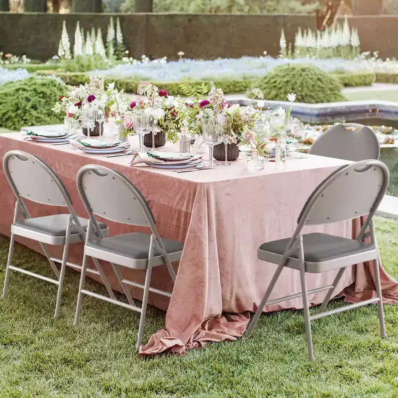Upholstered Folding Chair Set, Portable Dining Chair with Metal Legs & Non-Slip Feet Pads, Commercial Chairs for Home Office Party