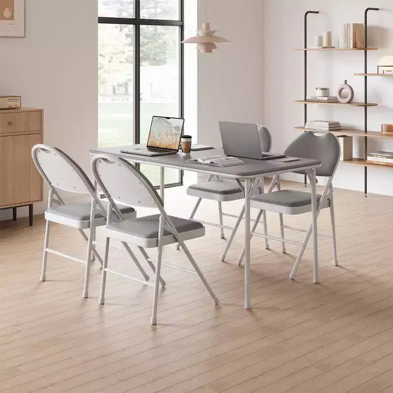 Upholstered Folding Chair Set, Portable Dining Chair with Metal Legs & Non-Slip Feet Pads, Commercial Chairs for Home Office Party