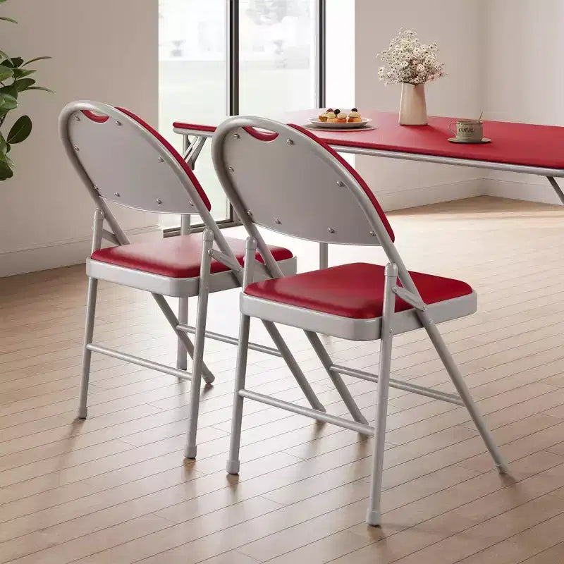 Upholstered Folding Chair Set, Portable Dining Chair with Metal Legs & Non-Slip Feet Pads, Commercial Chairs for Home Office Party