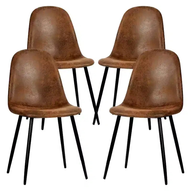 FurnitureR Dining Chairs Set of 4 with Metal Legs, Suede Fabric Comfortable Side Seating Mid-Back Amrless for Kitchen, Restarant, Living Room, Brown