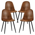FurnitureR Dining Chairs Set of 4 with Metal Legs, Suede Fabric Comfortable Side Seating Mid-Back Amrless for Kitchen, Restarant, Living Room, Brown
