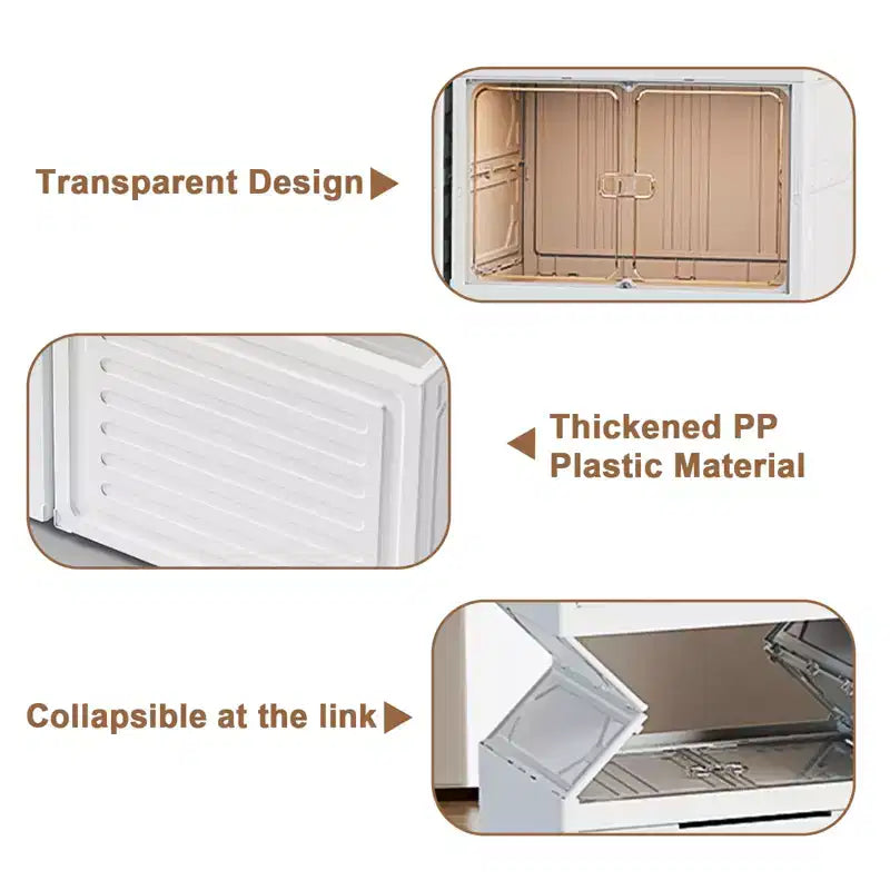 GustoWave Stackable Foldable Shoe Rack, 9 Layers Thicken Shoe Storage Boxes for Clothes, Blankets, Shoes, Books Storage, White