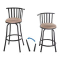 FurnitureR Bar Stools Swivel Set of 2, Adjustable Counter Height Low Back with Comfortable Footrest, Armless with Interchangeable Legs, 24/29 Inch