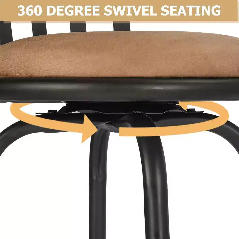 FurnitureR Bar Stools Swivel Set of 2, Adjustable Counter Height Low Back with Comfortable Footrest, Armless with Interchangeable Legs, 24/29 Inch