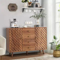 GustoWave 47 in Wood Farmhouse Buffet Cabinets with 2 Doors and 4 Drawers, Large Sideboard Buffet Cabinet with Diamond Engraving