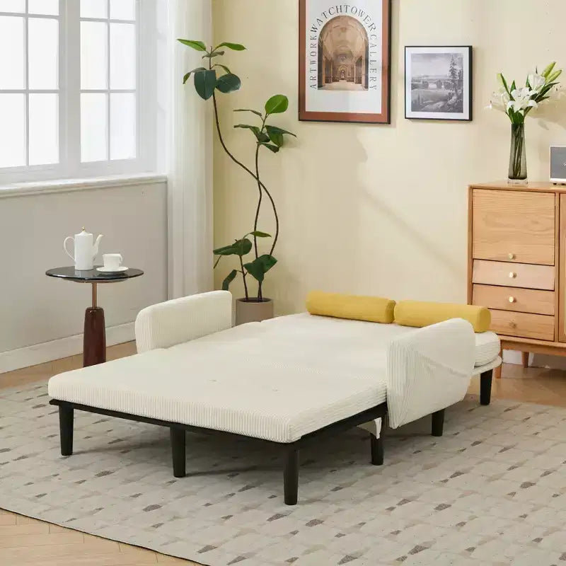 Okak Modern Small Convertible Sofa Couch with Side Pockets & USB Port,Comfy Loveseat Sleeper Sofa for Living Room,Apartment
