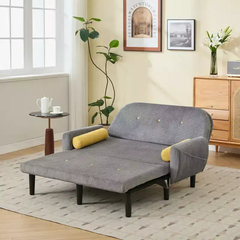 Okak Modern Small Convertible Sofa Couch with Side Pockets & USB Port,Comfy Loveseat Sleeper Sofa for Living Room,Apartment