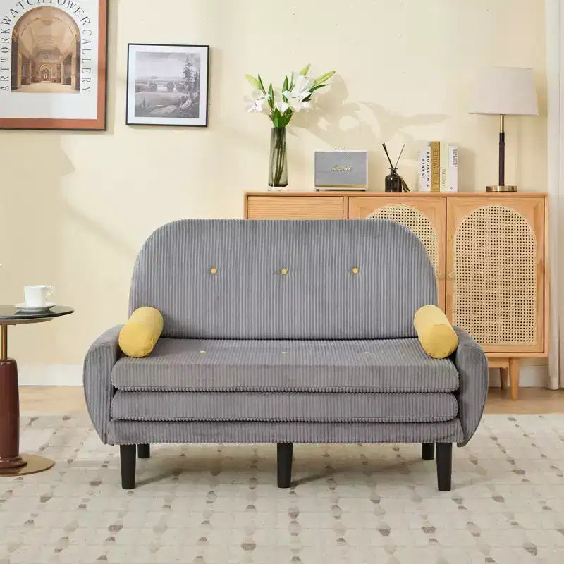 Okak Modern Small Convertible Sofa Couch with Side Pockets & USB Port,Comfy Loveseat Sleeper Sofa for Living Room,Apartment