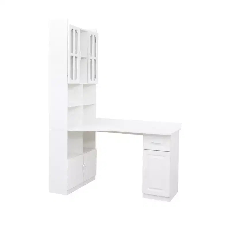 CLIHOME 2-in-1 L-Shaped Corner Computer Desk for Home Office or Study, Study Table with Drawers, Bookshelf & Hutch, Large Working Space