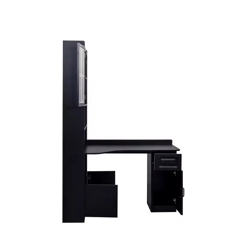 CLIHOME 2-in-1 L-Shaped Corner Computer Desk for Home Office or Study, Study Table with Drawers, Bookshelf & Hutch, Large Working Space