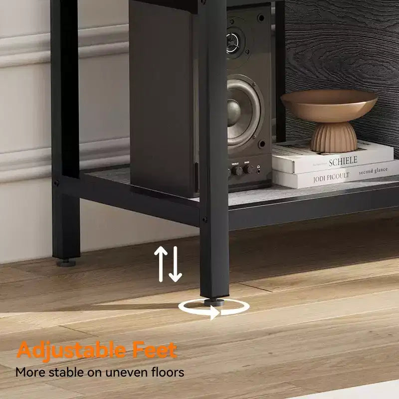 TV Stand for TV up to 65 Inches, Large TV Console Table with 2 Closed Storage Spaces and Open Compartments, Wooden Entertainment Center with Feet