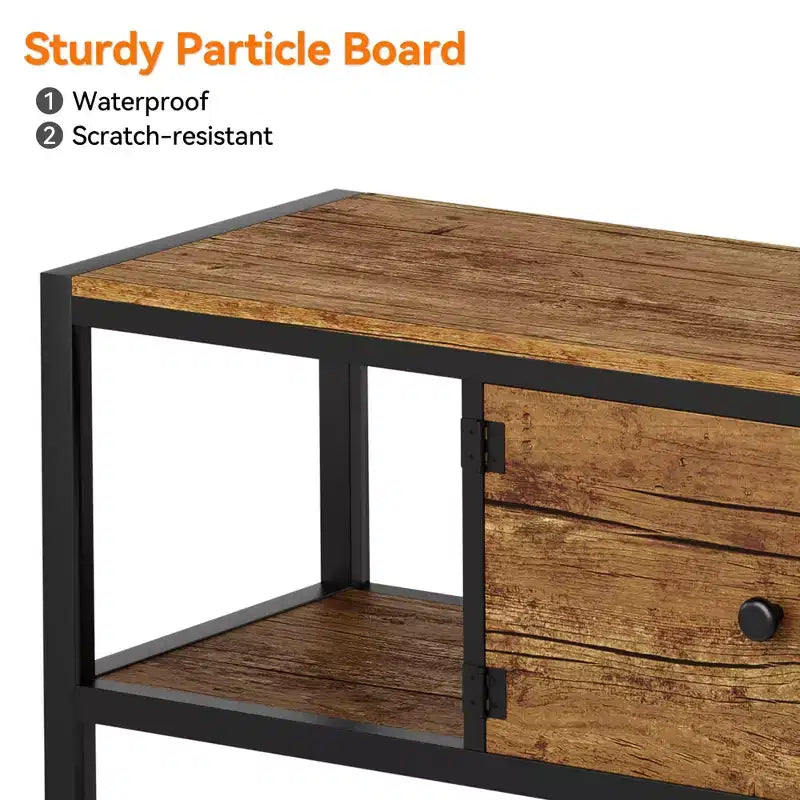 TV Stand for TV up to 65 Inches, Large TV Console Table with 2 Closed Storage Spaces and Open Compartments, Wooden Entertainment Center with Feet