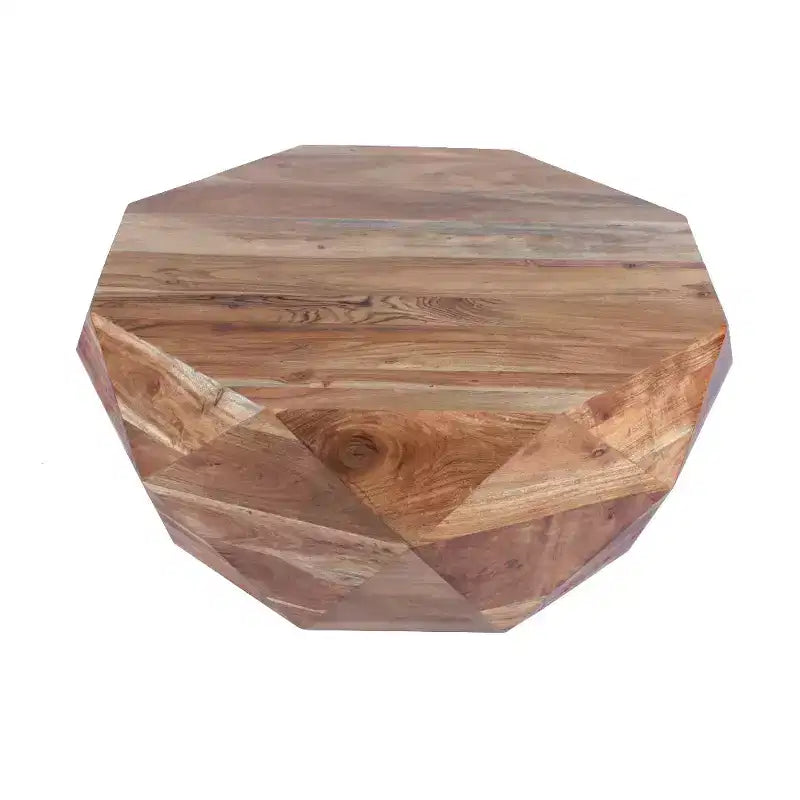 Royal Hampton 33 Inch Diamond Shape Acacia Wood Coffee Table With Smooth Top, Natural Brown