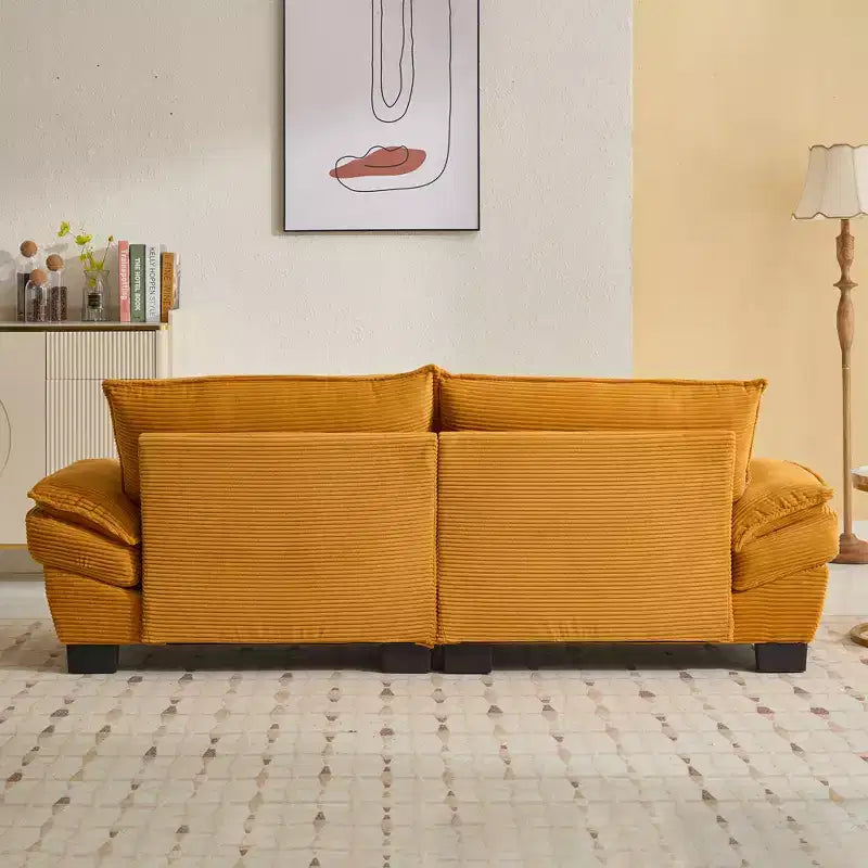MAYEERTY Corduroy Loveseat Upholstered Deep Seat Comfortable Sofa with Pillows for Bedroom Living Room Office Yellow