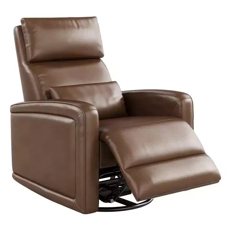 CuisinSmart Recliner Chair, Swivel Armchair with Adjustable Backrest & Footrest, Faux Leather Wingback Sofa, Hidden Pull Tab Reclining Mechanism