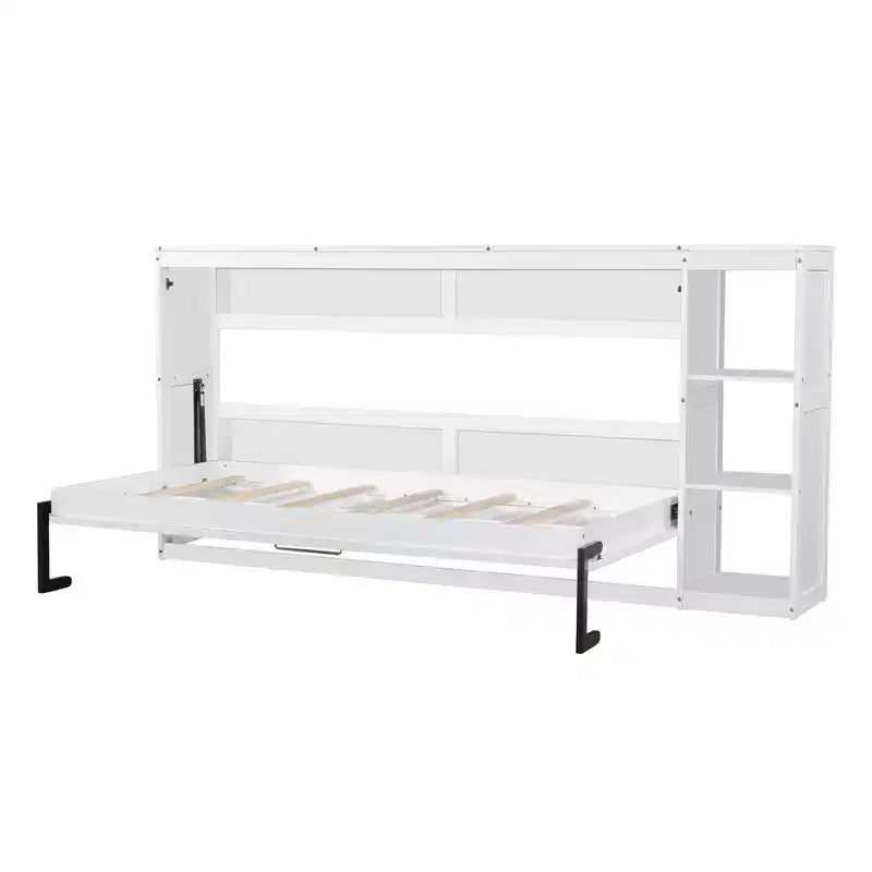 Murphy Bed Wall Bed with Bookshelf, Cabinet Bed Folding Wall Bed for Guest Room Office