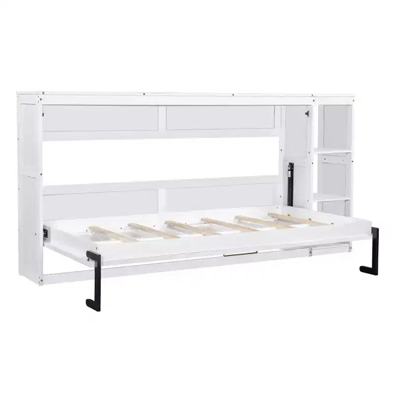 Murphy Bed Wall Bed with Bookshelf, Cabinet Bed Folding Wall Bed for Guest Room Office