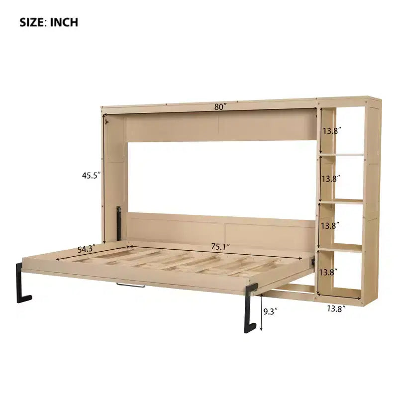 Murphy Bed Wall Bed with Bookshelf, Cabinet Bed Folding Wall Bed for Guest Room Office