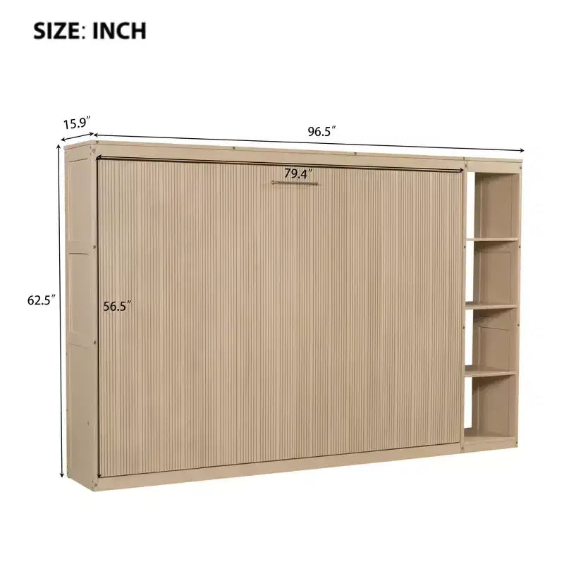 Murphy Bed Wall Bed with Bookshelf, Cabinet Bed Folding Wall Bed for Guest Room Office