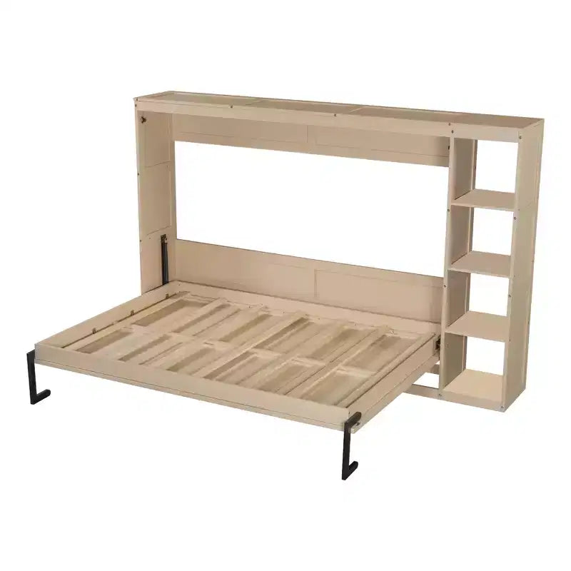 Murphy Bed Wall Bed with Bookshelf, Cabinet Bed Folding Wall Bed for Guest Room Office