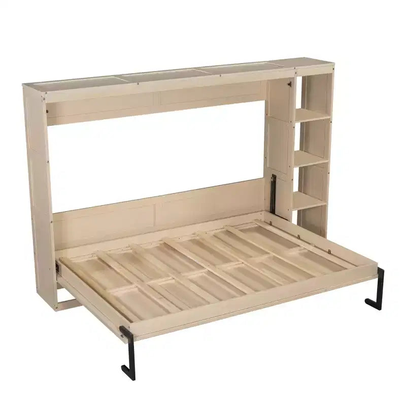 Murphy Bed Wall Bed with Bookshelf, Cabinet Bed Folding Wall Bed for Guest Room Office