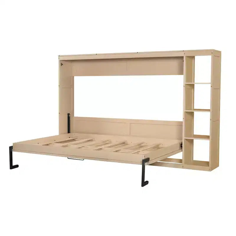 Murphy Bed Wall Bed with Bookshelf, Cabinet Bed Folding Wall Bed for Guest Room Office