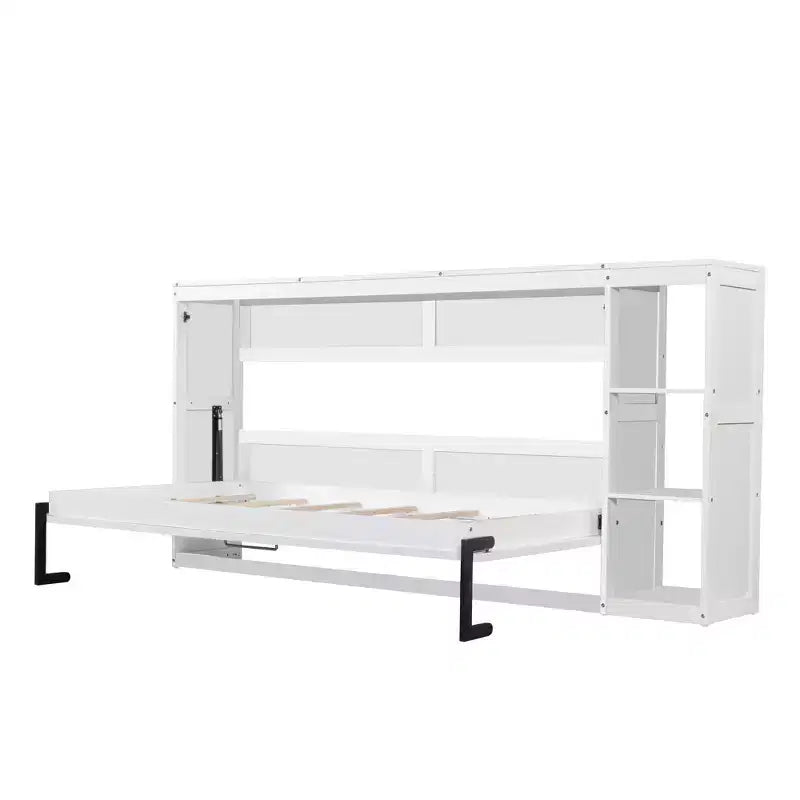Murphy Bed Wall Bed with Bookshelf, Cabinet Bed Folding Wall Bed for Guest Room Office
