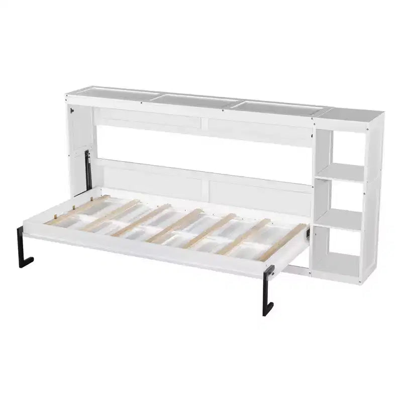 Murphy Bed Wall Bed with Bookshelf, Cabinet Bed Folding Wall Bed for Guest Room Office